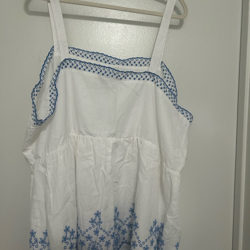 Lane Bryant White with Blue Embroidery top.